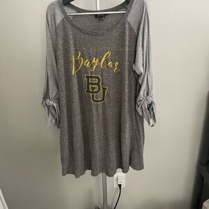 Baylor Gray and Gold Tie 3/4 Sleeve Tee
